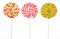 Retro style colorful round shape lollipop isolated