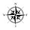 Retro style compass icon, wind rose vintage compass icon