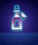 Retro style Essential oil bottle icon isolated futuristic landscape background. Organic aromatherapy essence. Skin care