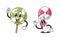 Retro-style Lollipop And Candy Cane Cartoon Characters Exude Nostalgic Charm With Their Vibrant Stripes And Sweet Smiles