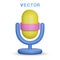 Retro style microphone 3d vector icon.