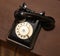 Retro style. old vintage black telephone disk apparat