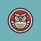 Retro-style Owl Icon On Blue Background By William Stout