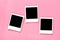 Retro style photo frames pink background