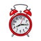 Retro style red analog alarm clock, sketch vector illustration