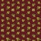 Retro-style Seamless pattern with clover leaf and ladybugs. Clover grass on red background.