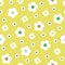 Retro Style Simple White Flowers on Lemon Yellow Background Vector Seamless Pattern. Clean Abstract Floral Print