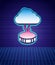 Retro style Storm icon isolated futuristic landscape background. Cloud and lightning sign. Weather icon of storm. 80s