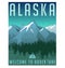 Retro style travel poster or sticker. Alaska