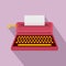Retro style typewriter icon, flat style
