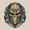 Retro Style Warrior Helmet With Dark Gold And Gray Design