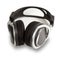 Retro style wireless headphones, with black and silver detail,  isolated on white