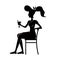 Retro style woman with cocktail black silhouette vector illustration