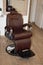 Retro styled brown seat barber armchair