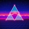 Retro styled futuristic landscape with triangles