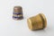 Retro styled sewing thimbles, close-up