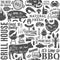 Retro styled typographic vector barbecue seamless pattern or background