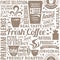 Retro styled typographic vector coffee shop seamless pattern or