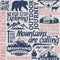 Retro styled typographic vector mountain and outdoor adventures