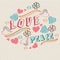 Retro stylish text with flowers and hearts.