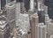 Retro stylized aerial view of Manhattan architecture, NYC