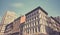 Retro stylized picture of New York diverse architecture, Manhattan, USA