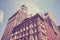 Retro stylized picture of New York diverse architecture, Manhattan, USA