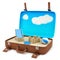 Retro suitcase with a beach