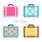 Retro suitcases as fabric applique in shabby chic style