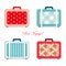 Retro suitcases as fabric applique in shabby chic style