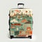 Retro suitcases covered with travel labels time synthesis stick figur Generative AI