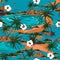 Retro summer hawaii seamless island pattern vector. Landscape w