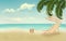 Retro summer vacation background