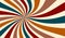 Retro sunburst background or starburst background in jewel tones of teal blue burgundy red brown orange and beige, spiral swirls o