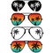 Retro Sunglasses Sunset on white background. Palm Tree Sunglasses sign. flat style