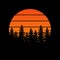 Retro Sunset pine tree background