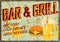 Retro super grungy old bar and grill diner sign, american vintage style vector