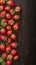 Retro sweetness Strawberries displayed on a black wooden vintage background