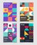 Retro swiss graphic posters with geometric bauhaus shapes. Vector abstract backgrounds in old modernism style. Vintage