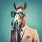 Retro Synthetist Horse: A Mashup Of Styles In A Teal Suit