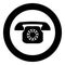 Retro telephone icon black color in circle