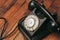 retro telephone nostalgia old technology communication wooden background