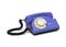 Retro telephone with a round dialer is on a white background