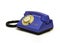Retro telephone with a round dialer on a white background