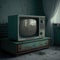 A retro television in an old abandoned home. Created with Generative AI