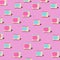 Retro televisions, TV sets,  for watching movies on pink background, Media and marketing pattern