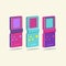 Retro tetris electronic game. Vintage style pocket brick game. Vector illustration