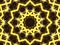 Retro theme poster, Yellow beige color with a black star in the center. Kaleidoscopic and cubic pattern