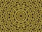 Retro theme poster, Yellow beige color with a black star in the center. Kaleidoscopic and cubic pattern