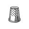 Retro thimble tailoring tool isolated sewing cap